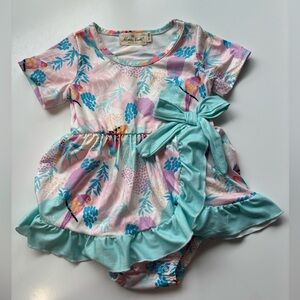 Marie Nicole Tropical Floral Twirl with Bow